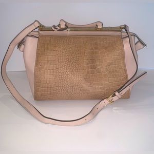 Marc Fisher Malena Blush Leather Crocodile Shoulder Bag NWT